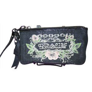 Coach 2009 Tattoo Black Glitter Lurex & Leather Trim Wristlet